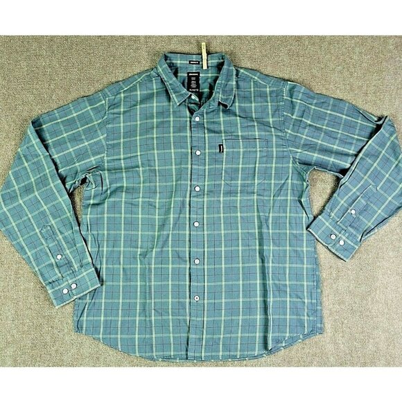 Dickies  Mens XL Modern Fit Sleeve Casual Button Down Shirt  Blue Gray Plaid - Picture 1 of 6
